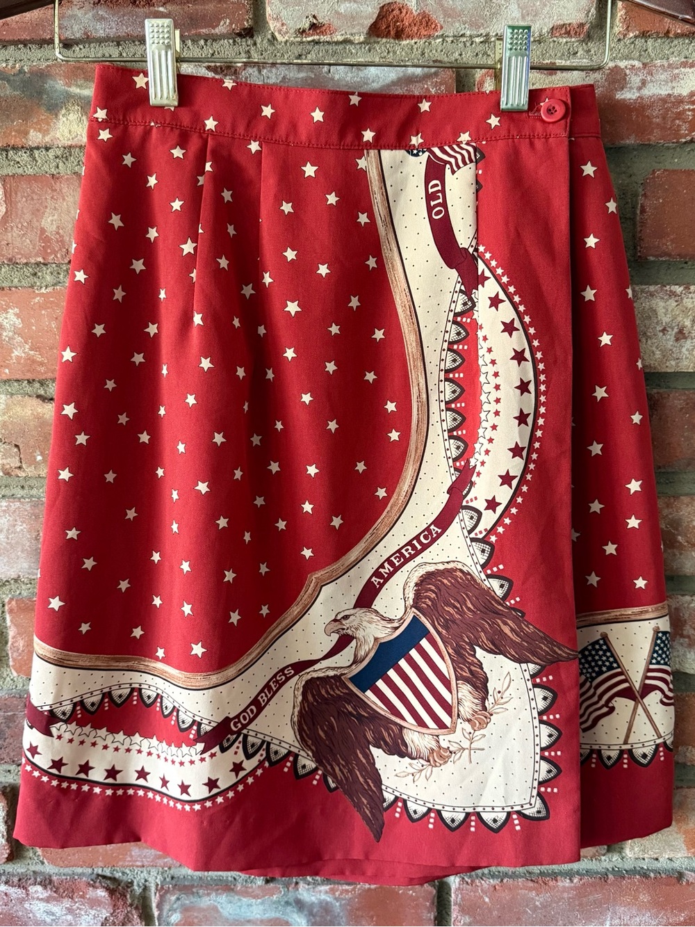 Vintage Sharon Young Patriotic Red Eagle Print Women’s Skirt
